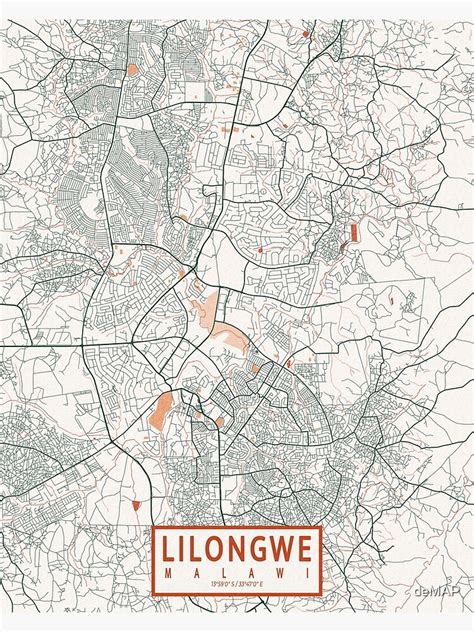 "Lilongwe City Map of Malawi - Bohemian" Poster for Sale by deMAP ...