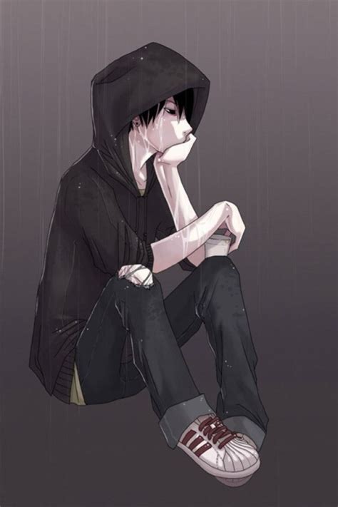 Sad Anime Boy Sitting Alone