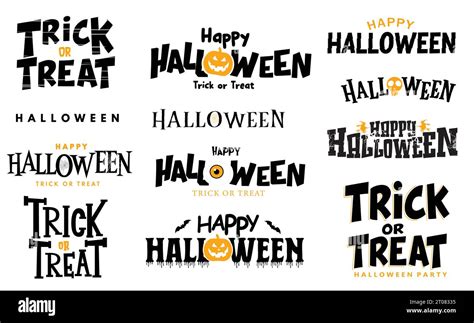 Halloween text vector set design. Halloween trick or treat letter, script, font and typography ...