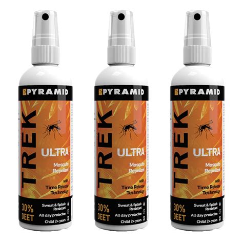 Buy Pyramid Trek Ultra. Long lasting DEET Insect/Mosquito Repellent DEET Spray (100ml, 3 Bottles ...