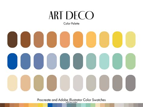 Art Deco Procreate Color Palette Ai Graphic by Arborie · Creative Fabrica