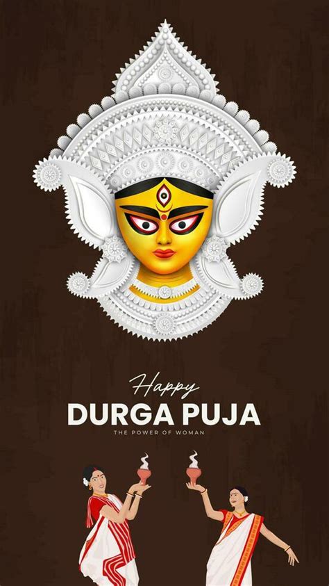 Goddess Maa Durga Face in Happy Durga Puja, Dussehra, and Navratri ...