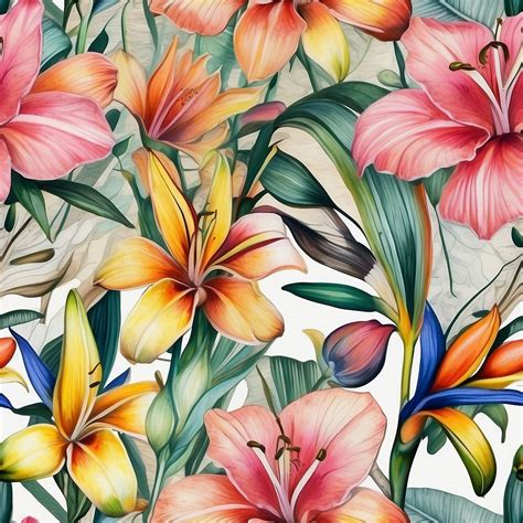 Seamless Tropical Flower Pattern Free Stock Photo - Public Domain Pictures