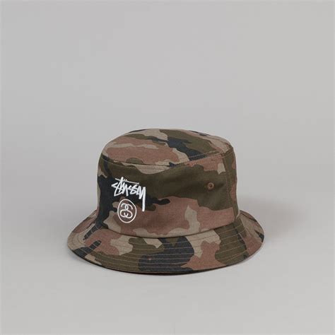 Stussy Stock Lock Bucket Hat Olive Camo | Flatspot