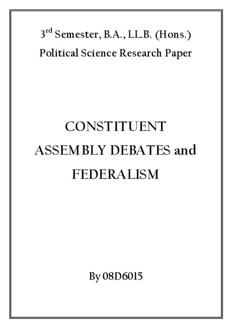 (PDF) Indian Constituent Assembly Debates and Federalism | Dharmendra ...