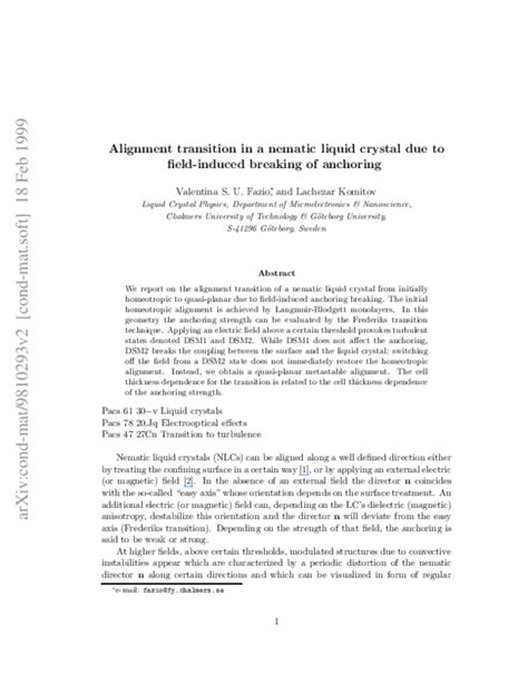 (PDF) Alignment transition in a nematic liquid crystal due to field-induced breaking of ...