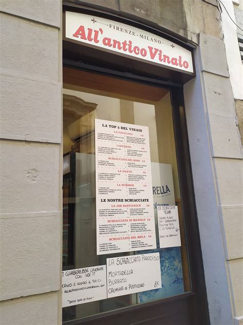 Menu at All'Antico Vinaio restaurant, Milan