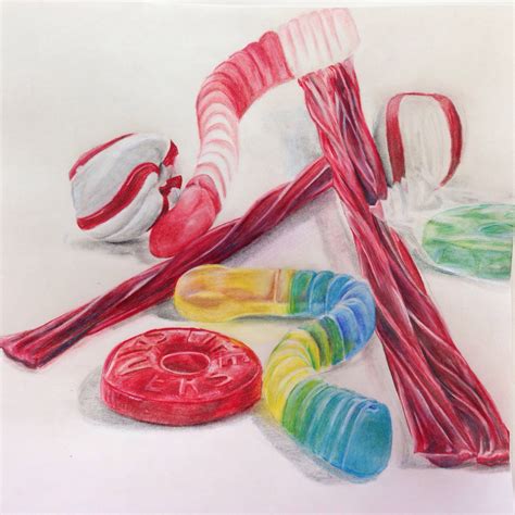 Drawing candy realism colored pencil acetone perspective | Candy drawing, Sweet drawings ...