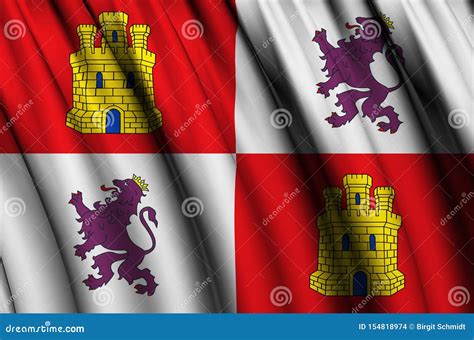 Castilla Y Leon Waving Flag Illustration. Stock Illustration ...