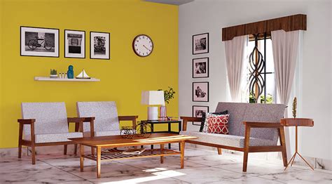 Classic Living Room with Yellow Wall