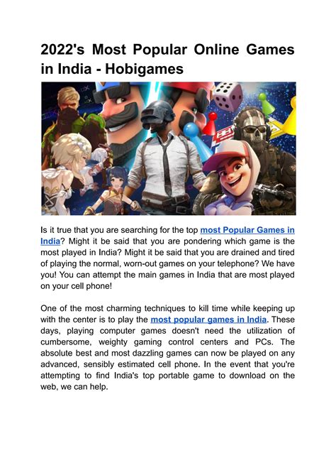 2022's Most Popular Online Games in India - Hobigames by hobigamespro - Issuu