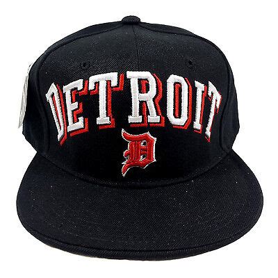 DETROIT Embroidered Black Fitted Cap | eBay