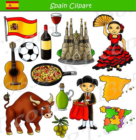 Spain Clipart Culture Graphics Bundle Set - Clipart 4 School | Clip art ...