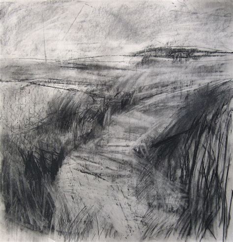 Janine Baldwin. "Windswept Landscape". Graphite & charcoal on paper, 40 ...