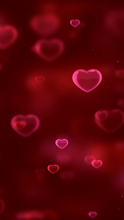 Red hearts Wallpaper 4K, Bokeh, Red background, Blurred