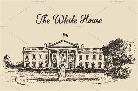 White House in Washington DC ~ Illustrations ~ Creative Market