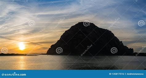 Panoramic View of Morro Rock at Sunset, Morro Bay, California Stock ...