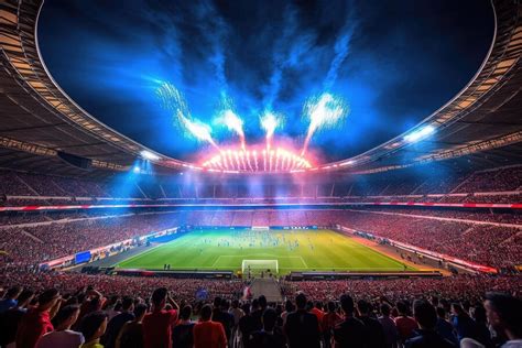 Premium AI Image | view inside soccer stadium with Fans on stadium game ...