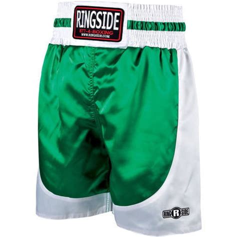 Ringside Pro-Style Boxing Trunks Large Green / White - Walmart.com