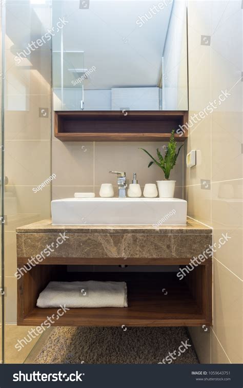 Modern Wash Basin Sink Counter Dispenser Stock Photo 1059643751 ...