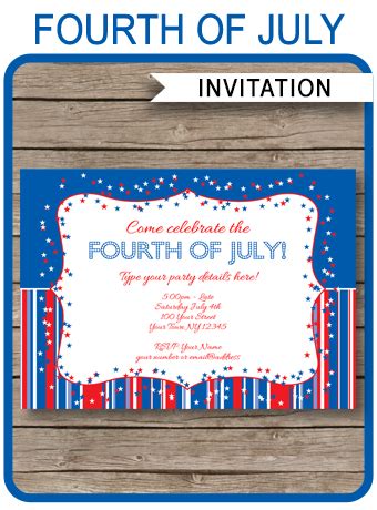 July 4th Party Invitations Template | Fourth of July Party