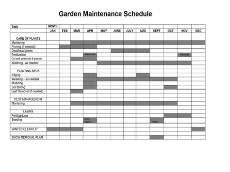 10+ Free Garden Maintenance Schedule Template - sample schedule