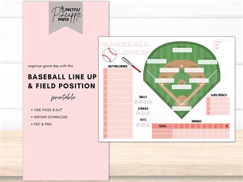 Printable Baseball Line up and Field Position Sheet Batting Order ...