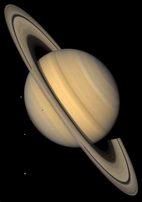 Saturn and 4 Icy Moons in Natural Color