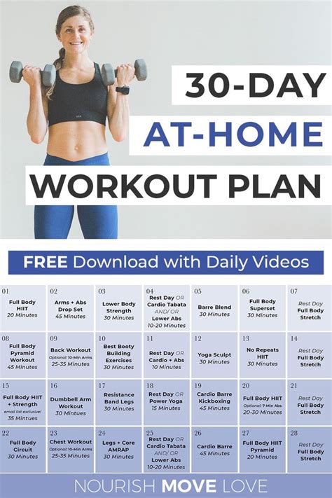 30 Day Workout Plan (Videos) | Nourish Move Love | 30 day workout plan, Workout plan, 30 day fitness