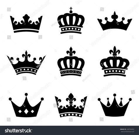 Collection Crown Silhouette Symbols Stock Vector (Royalty Free ...