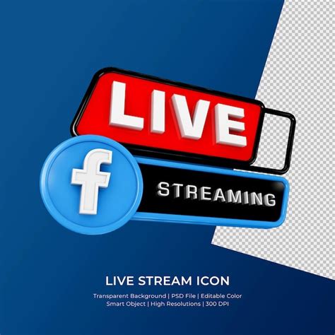 Premium PSD | Facebook live streaming 3d render icon badge isolated