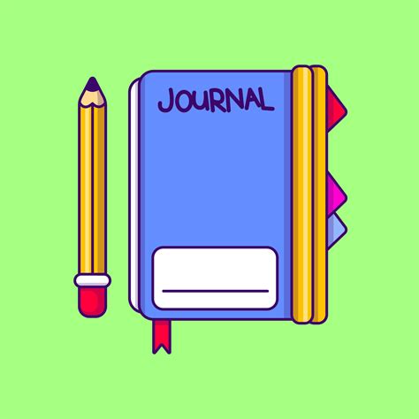 Journal Book And a Pencil Cartoon Vector Icons Illustration. Flat Cartoon Concept. Suitable for ...