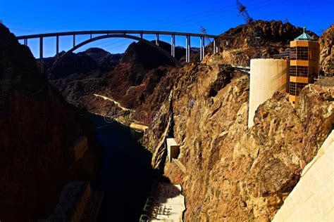 View of Hoover Dam and Infrastructure Stock Photo - Image of electric ...