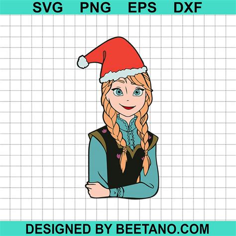 Anna Frozen Christmas SVG, Anna With Santa Hat SVG, Disney Frozen SVG