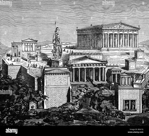 geography / travel, Greece, Athens, acropolis, drawing, historic, historical, Southern Europe ...