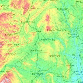 River Teme topographic map, elevation, terrain