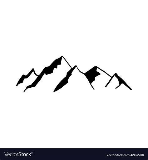 Black mountain silhouette hand-drawn doodle Vector Image