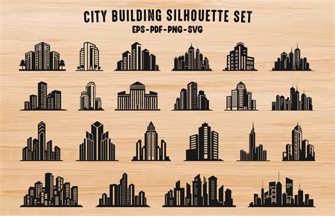 City Building Silhouette PNG Clipart Set Graphic by Gfx_Expert_Team ...