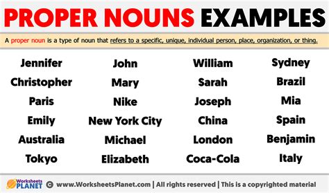 Proper Nouns Examples