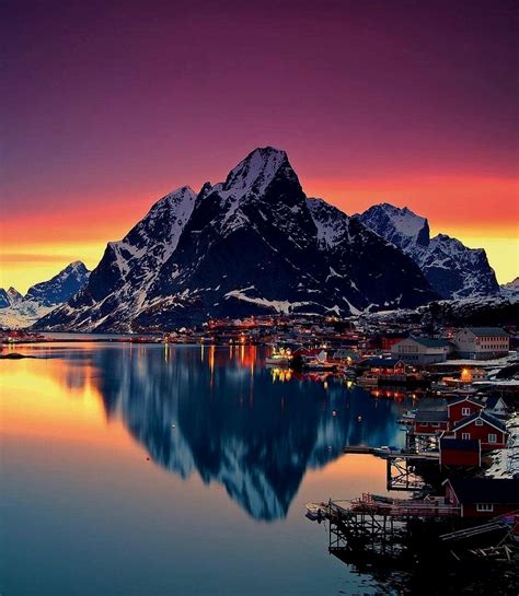 @norway_of_insta on Instagram: “📷 @norway Incredible sunset in Lofoten 🌅 Who would you visit ...