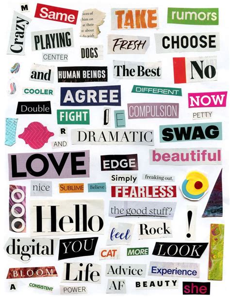 Free download ~ printable 8.5"x11" magazine words sheet for collage art and layouts. | Word ...