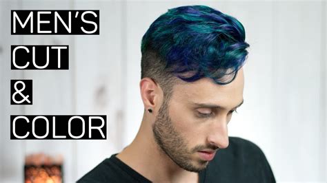 Peacock Orchid Hair Men S Cut Color Blue Purple Undercut