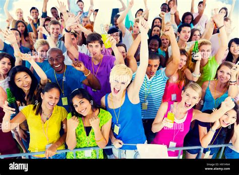 Crowd Learning Celebrating Casual Diverse Ethnic Concept Stock Photo ...