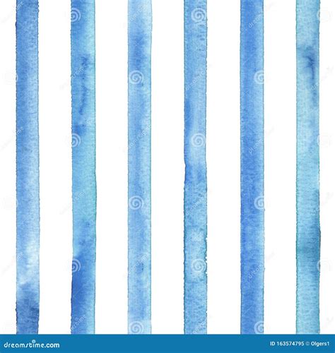 Watercolor Stripe Plaid Seamless Pattern. Indigo Blue Stripes Background Stock Image ...