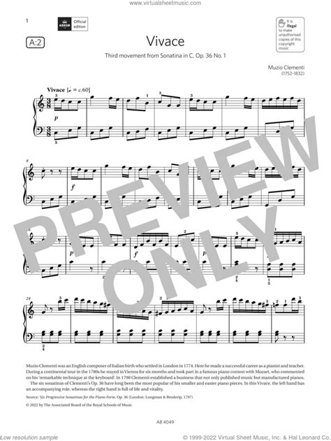 Vivace (Grade 3, list A2, from the ABRSM Piano Syllabus 2023 and 2024 ...