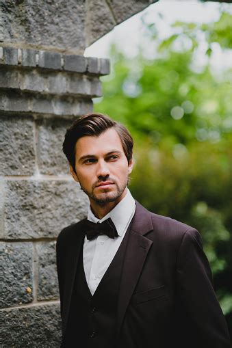 Closeup Portrait Of Handsome Young Bridegroom With Elegant Stylish Haircut Stock Photo ...