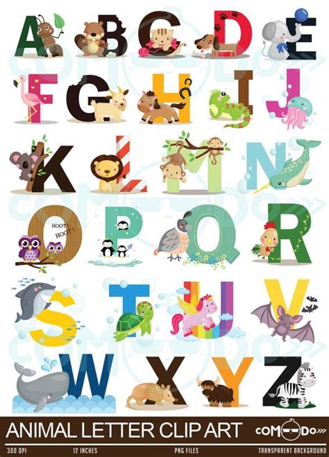 Animal Letters Clipart / Alphabet Digital Clip Art for Commercial and ...