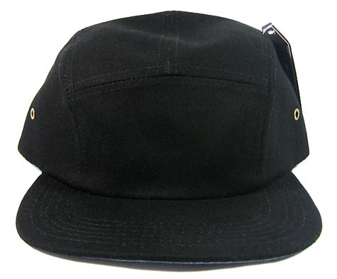 Blank 5 Panel Camp Hats/Caps Wholesale - Solid Black