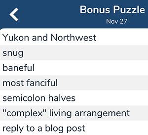 November 27, 2023 7 Little Words bonus puzzles answers