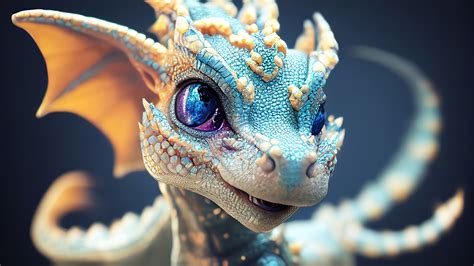 Cute dragon Wallpaper 4K, Midjourney, Fantasy artwork